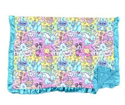 Sidekick Symphony Watercolor Bamboo Minky Dot Toddler Blanket With Ruffle
