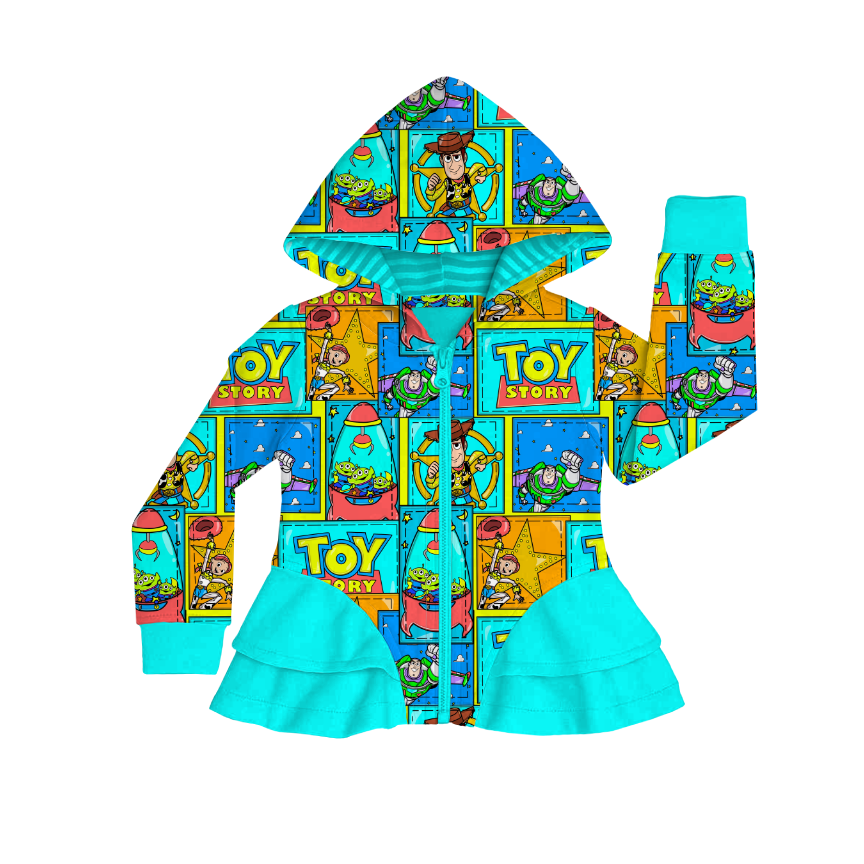 Patchwork Toys Bamboo French Terry Ruffle Zip Up Jacket