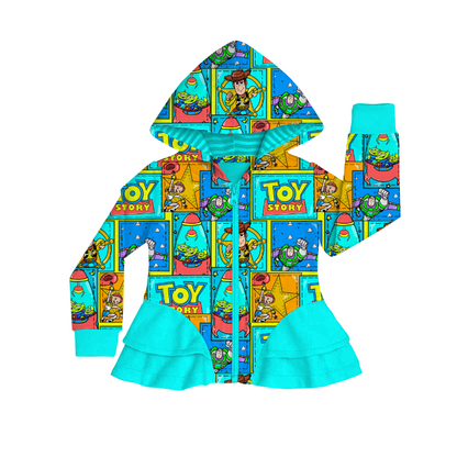 Patchwork Toys Bamboo French Terry Ruffle Zip Up Jacket