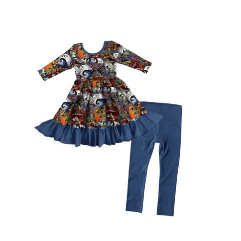 Once Upon A Fright Bamboo Long Sleeve Ruffle Dress & Leggings