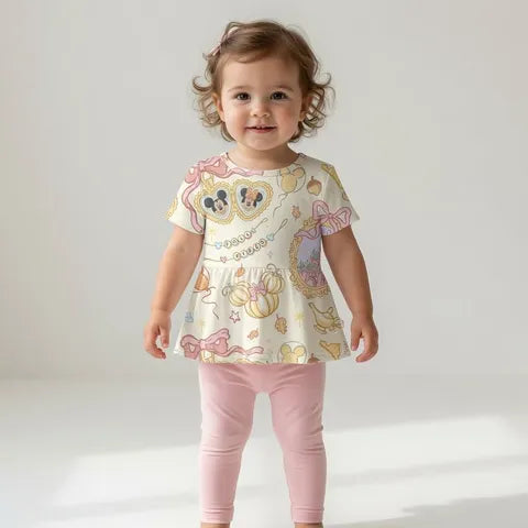 Fall Ever After Bamboo Short Sleeve Peplum & Leggings Set