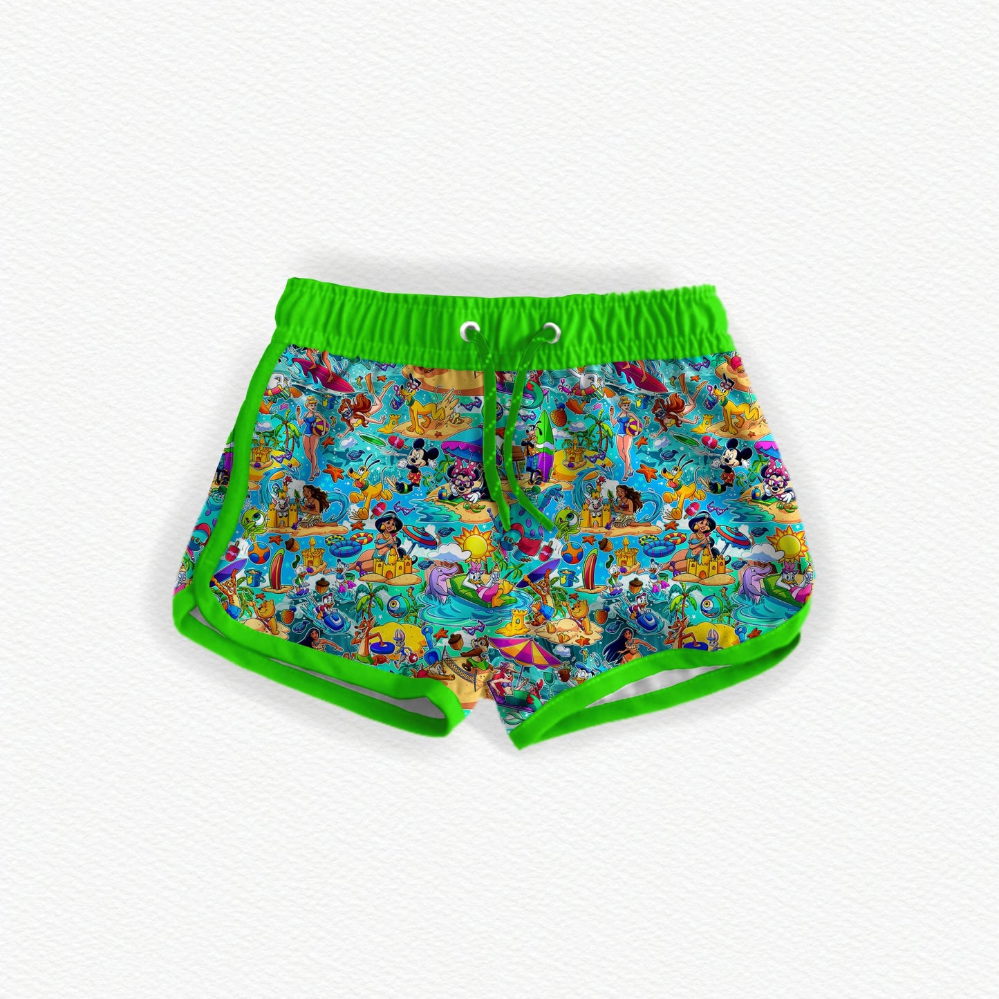 Fun In The Sun Safe Swim Trunks - NEON GREEN (Highest visibility in lakes & dark water)