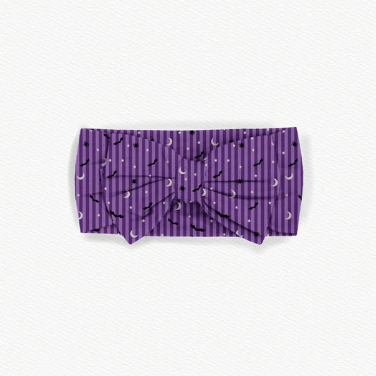 Storytime Scares Purple Coordinate Bamboo Bow Headband