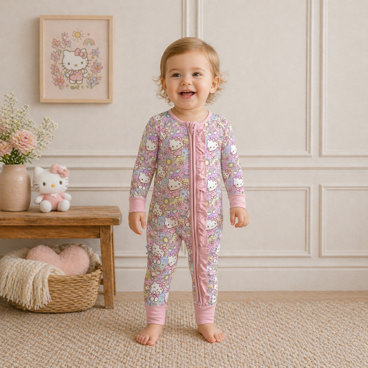 Hello Kitty Ruffle Bamboo Zippy Pajamas