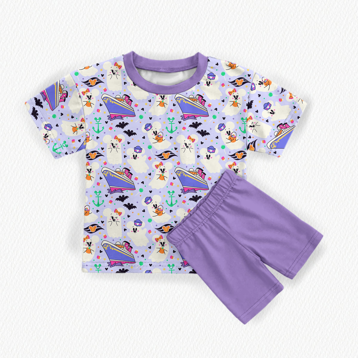 Boo Voyage! Bamboo Adult Oversized Pocket Tee & Biker Shorts Set