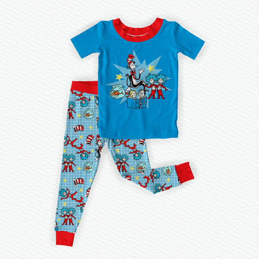Meet Thing One and Thing Two! Bamboo Short Sleeve Two Piece Pajama Set