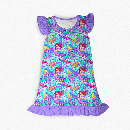 Part of Your World Watercolor Flutter Sleeve Bamboo Short Sleeve Nightgown