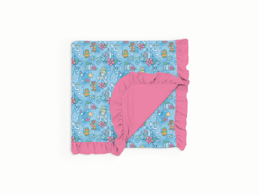 Glass Slipper Watercolor Ruffle Bamboo Blanket