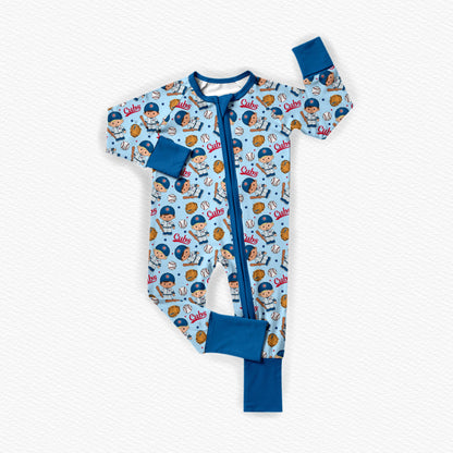 Cubs Baseball Tiny People Bamboo Zippy Pajamas