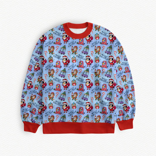 Verandah Santa Christmas Bamboo Terry Adult Crewneck