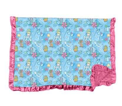 Glass Slipper Watercolor Bamboo Minky Dot Toddler Blanket With Ruffle