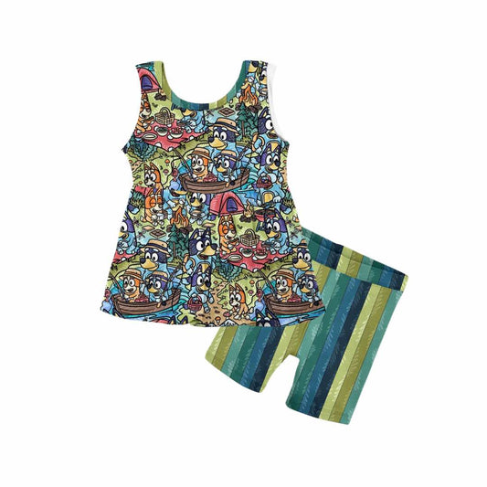 Camp Dad Bamboo Tank Peplum & Shorts Set