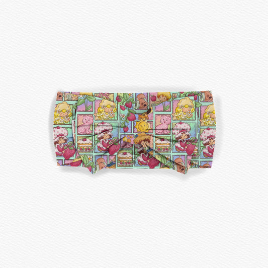 Strawberry Patchwork Bamboo Bow Headband