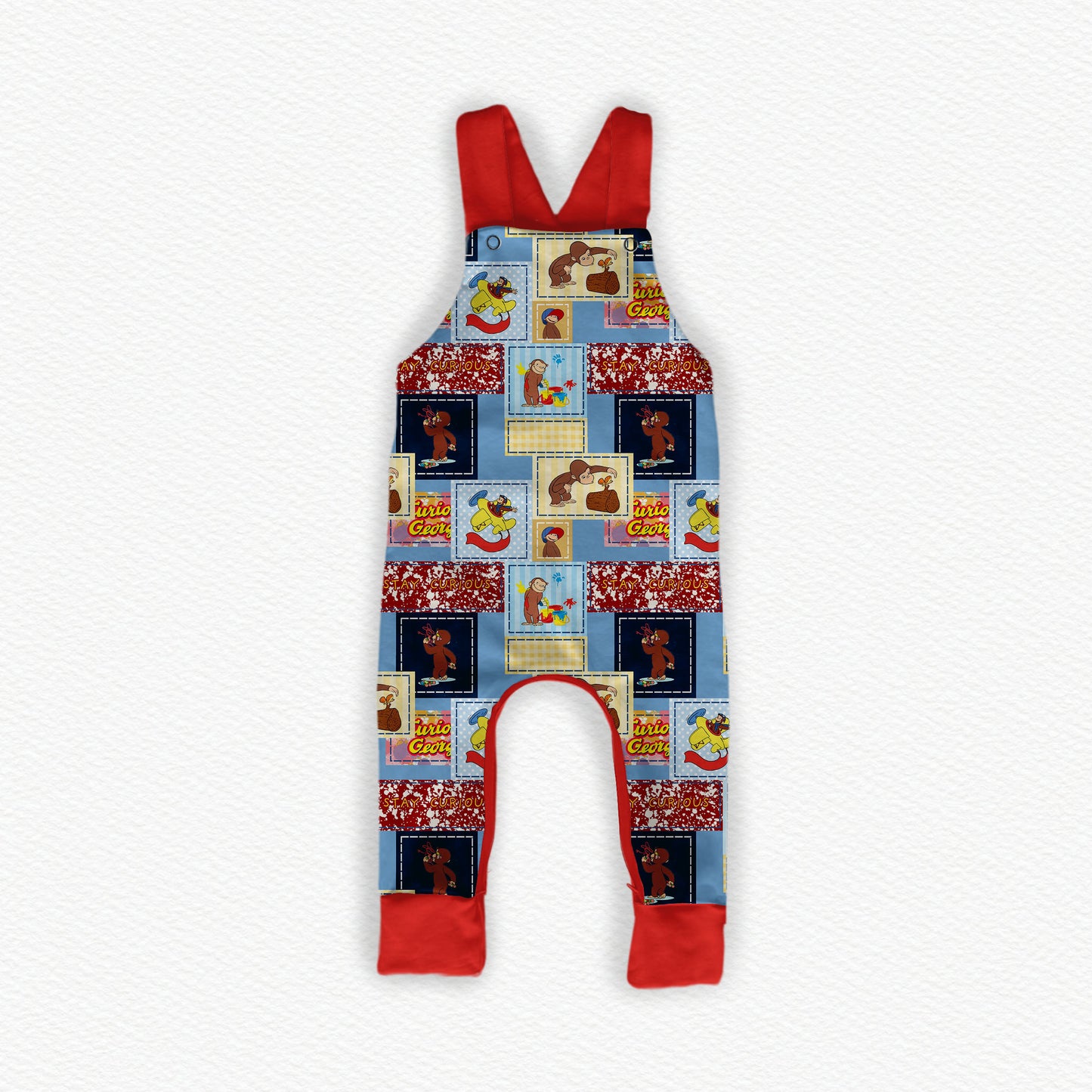 Curious George Patchwork Bamboo Overalls