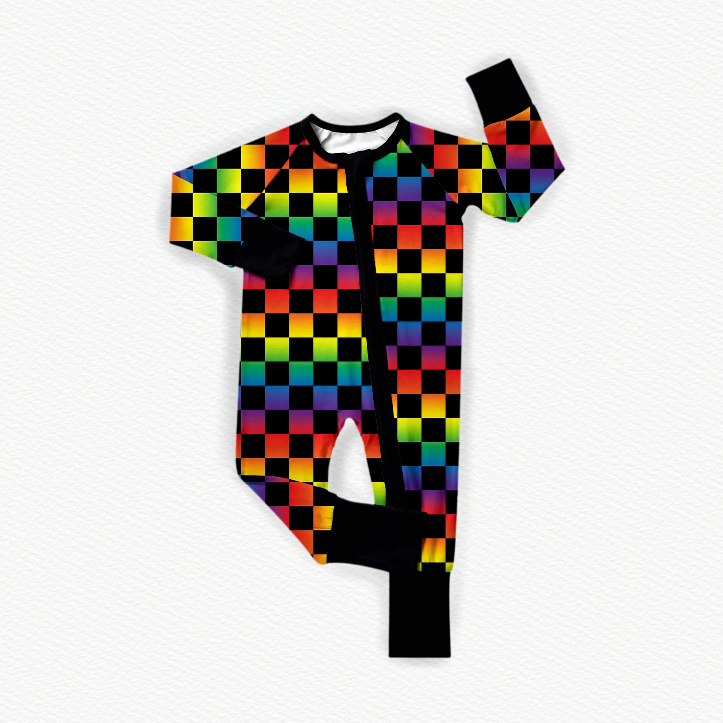 Rainbow Checkers Bamboo Zippy Pajamas