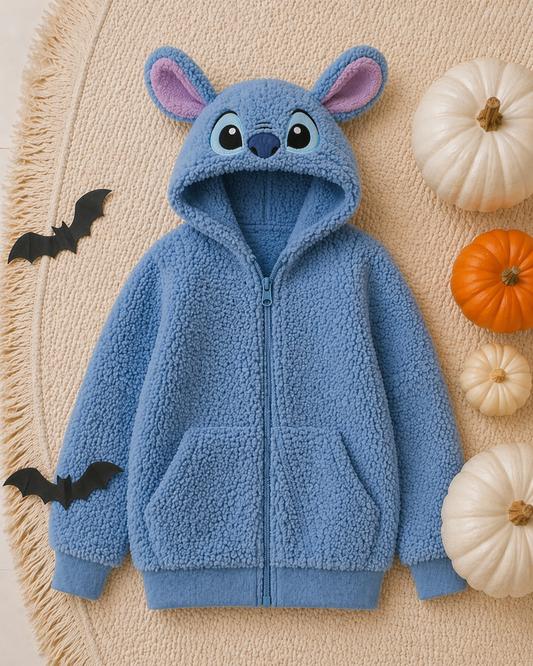 Lilo & Stitch Hooded Sherpa Plush Bamboo Lined Zip Up Jacket