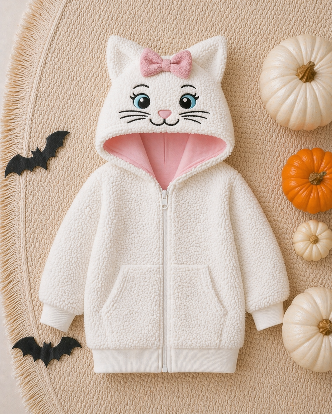 Marie Hooded Sherpa Plush Bamboo Lined Zip Up Jacket