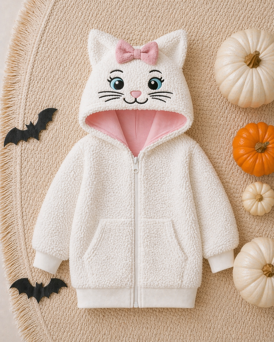 Marie Hooded Sherpa Plush Bamboo Lined Zip Up Jacket