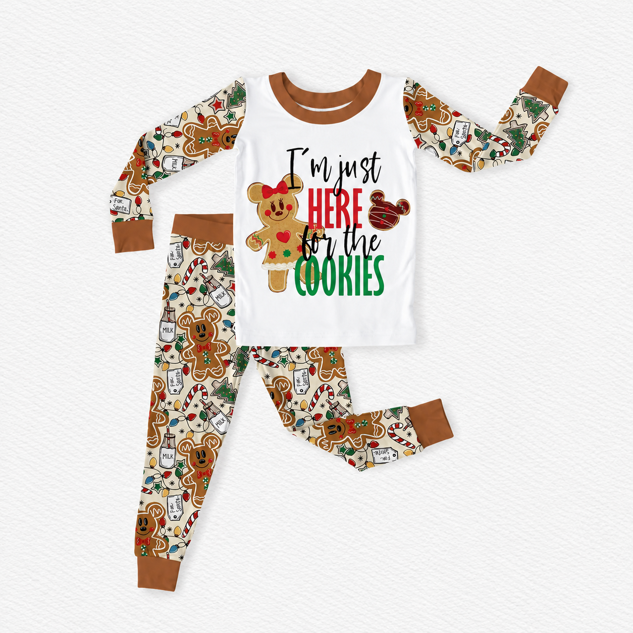 Milk & Cookies Graphic Bamboo Long Sleeve Two Piece Pajama Set