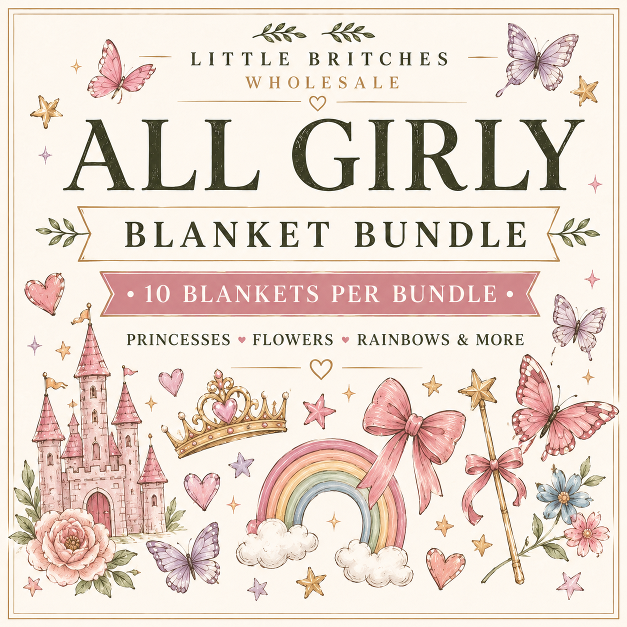 Girly Bamboo Blanket Bundle | 10 Piece Wholesale Assortment