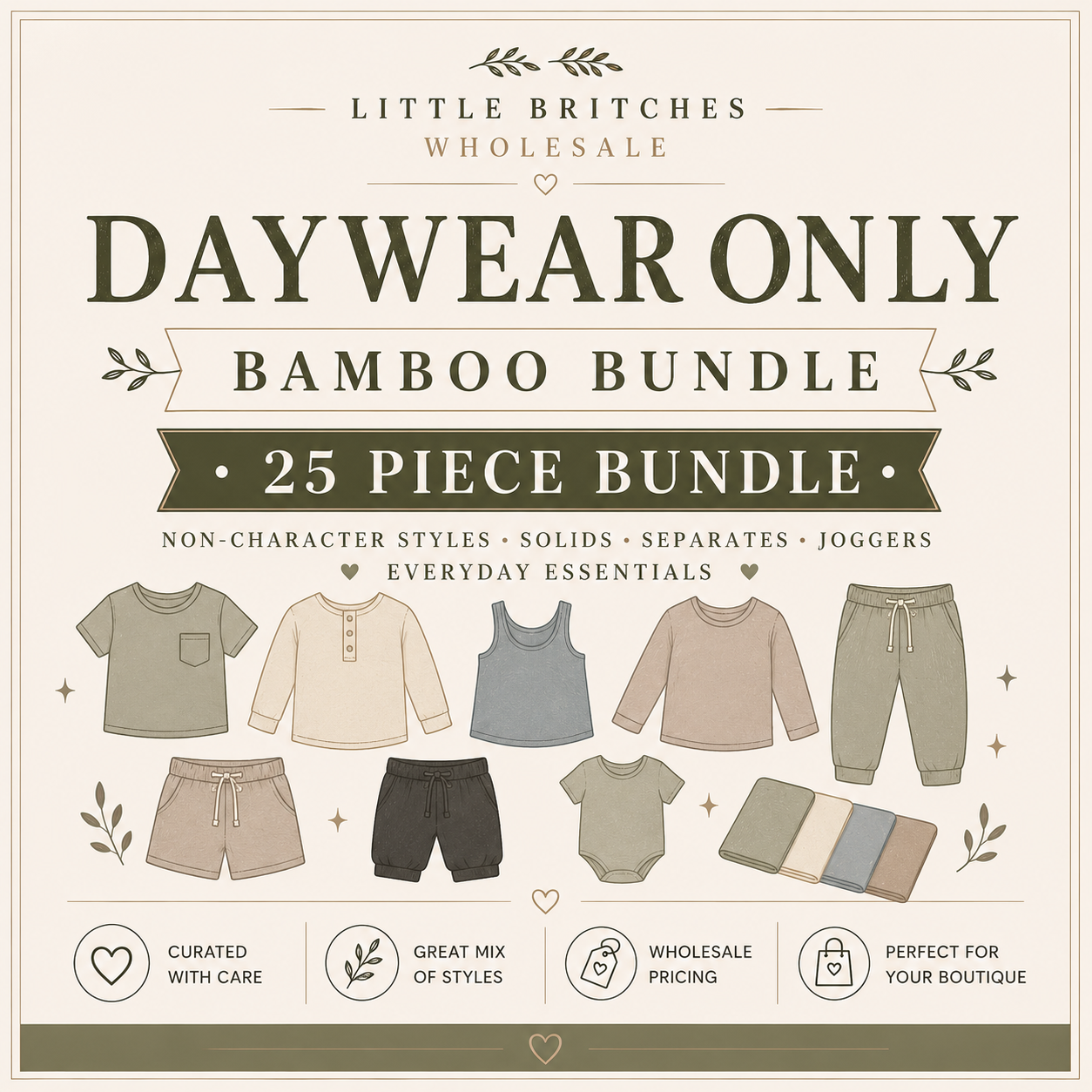 Non Character Children's Bamboo Bundle | 25 Piece Wholesale Assortment