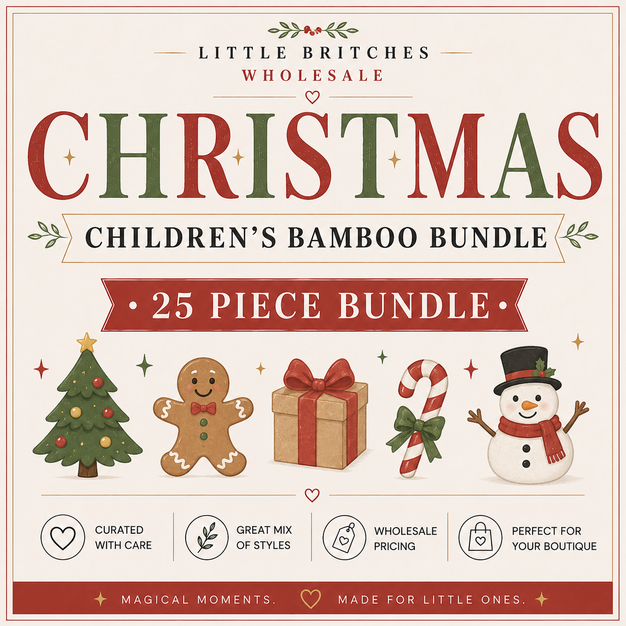 Christmas Children's Bamboo Bundle | 25 Piece Wholesale Assortment