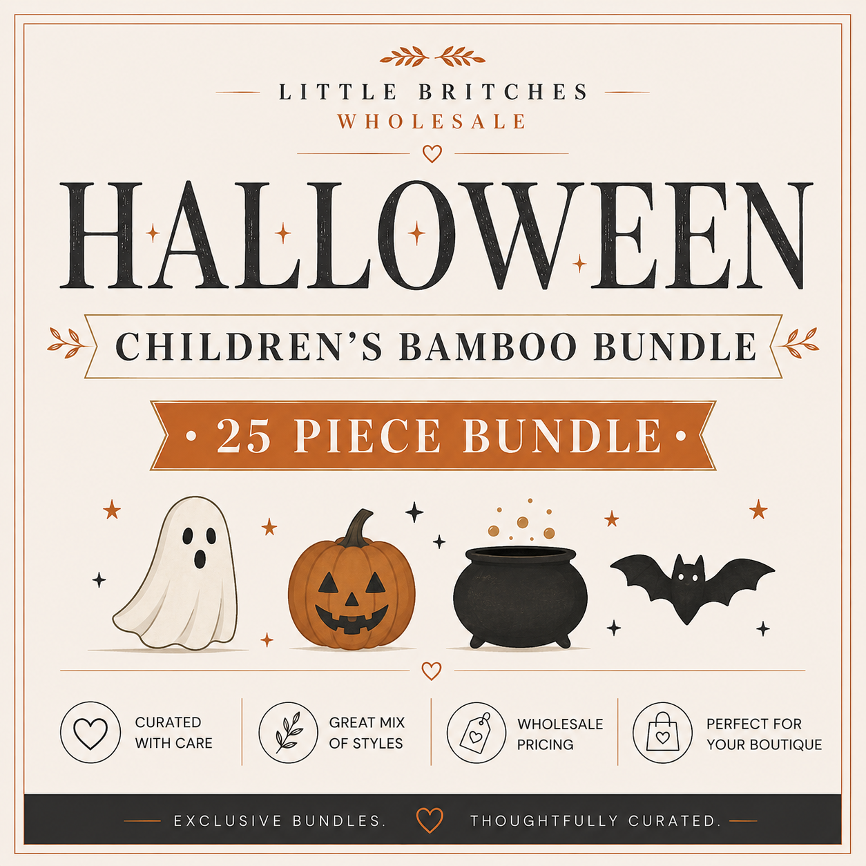 Halloween Theme Children's Bamboo Bundle | 25 Piece Wholesale Assortment