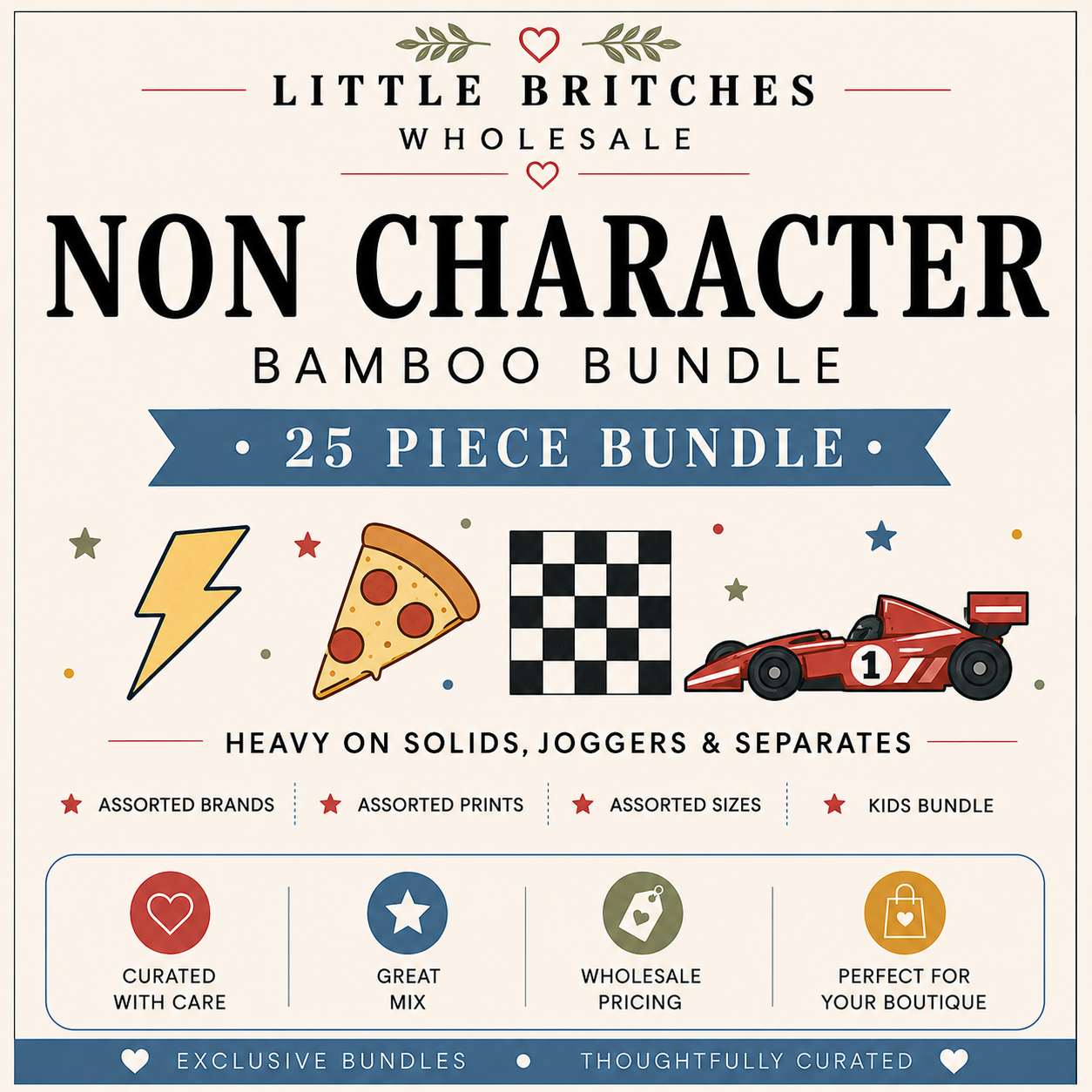 Non Character Children's Bamboo Bundle | 25 Piece Wholesale Assortment
