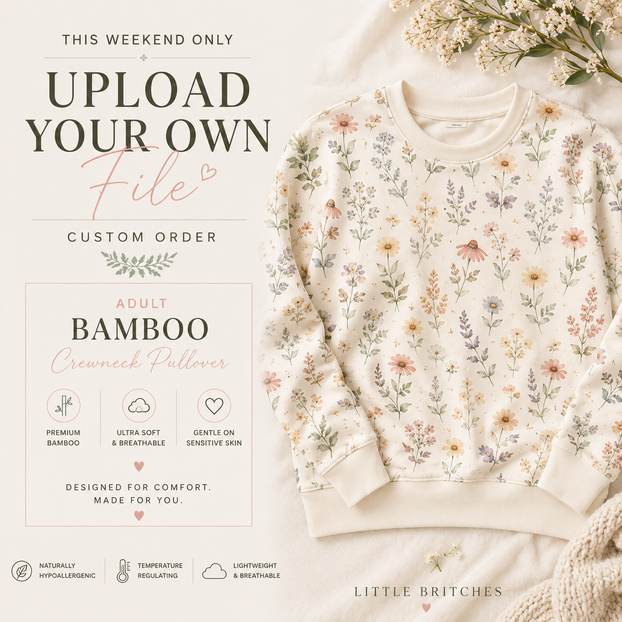 Upload Your Own File | CUSTOM BAMBOO | Bamboo Adult Crewneck Sweatshirt