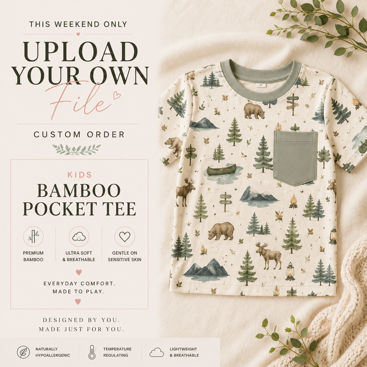 Upload Your Own File | CUSTOM BAMBOO | Bamboo Kids T-Shirt