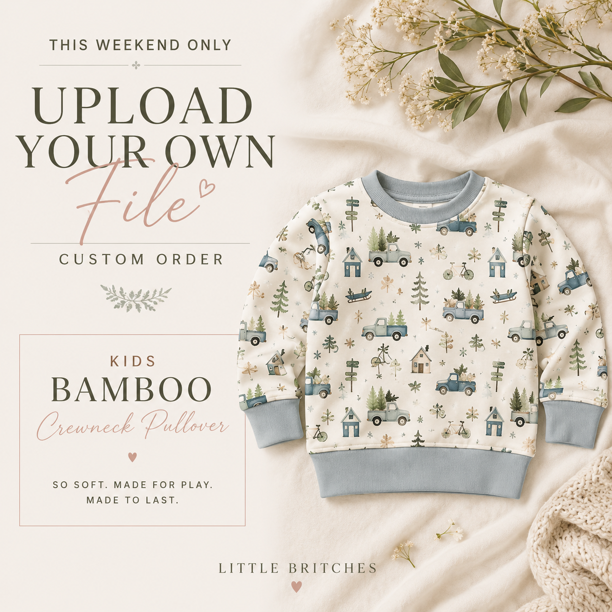 Upload Your Own File | CUSTOM BAMBOO | Crewneck Bamboo Pulllover