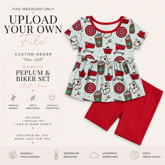 Upload Your Own File | CUSTOM BAMBOO | Bamboo Short Sleeve Peplum & Shorts Set