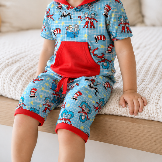Meet Thing One and Thing Two! Bamboo Hooded Tee & Jogger Shorts Set