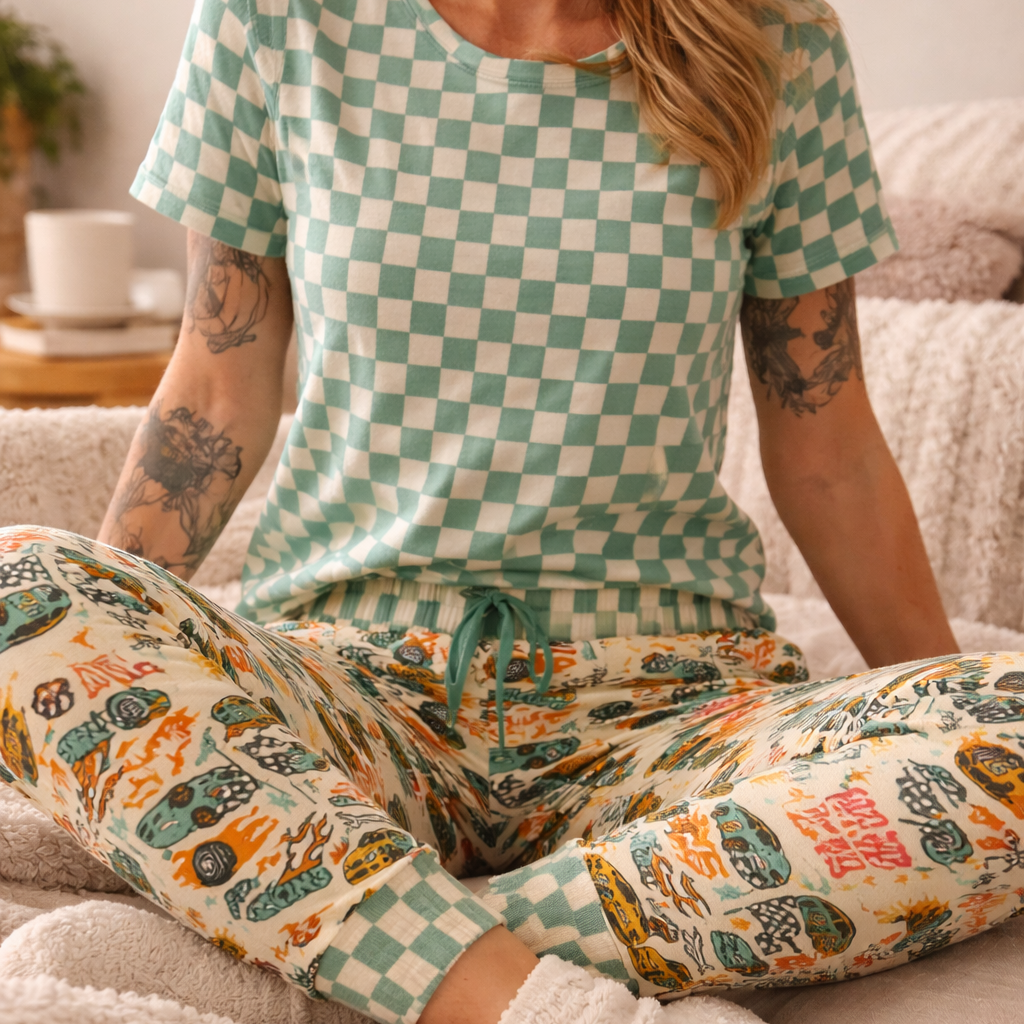 Race Time With Dad Bamboo Women's Short Sleeve & Jogger Pants Pajama Set