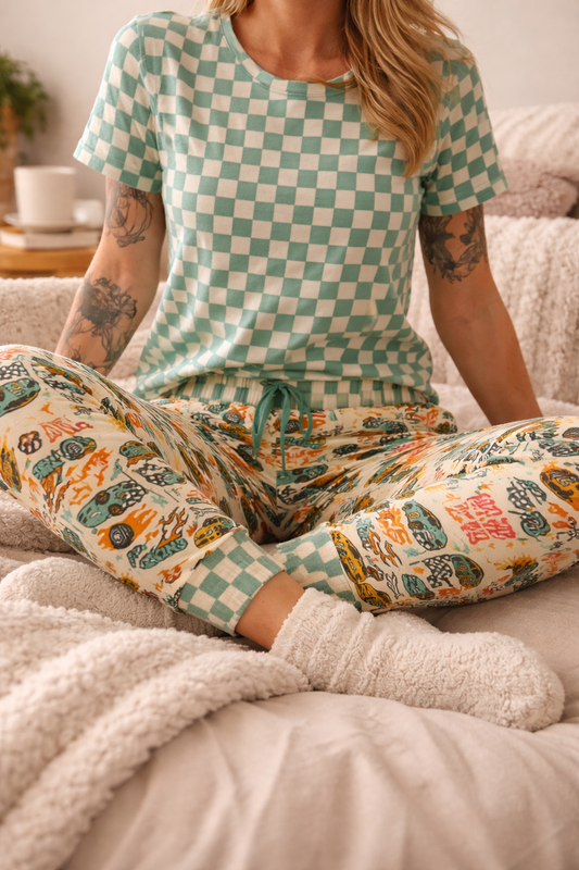 Race Time With Dad Bamboo Women's Short Sleeve & Jogger Pants Pajama Set