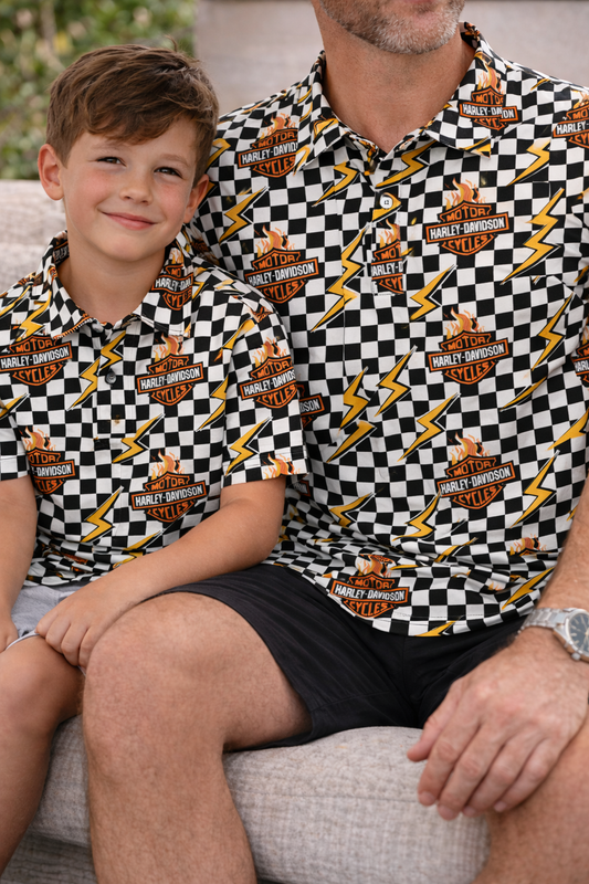 My Daddy Rides A Harley Adult Bamboo Collared Golf Tee