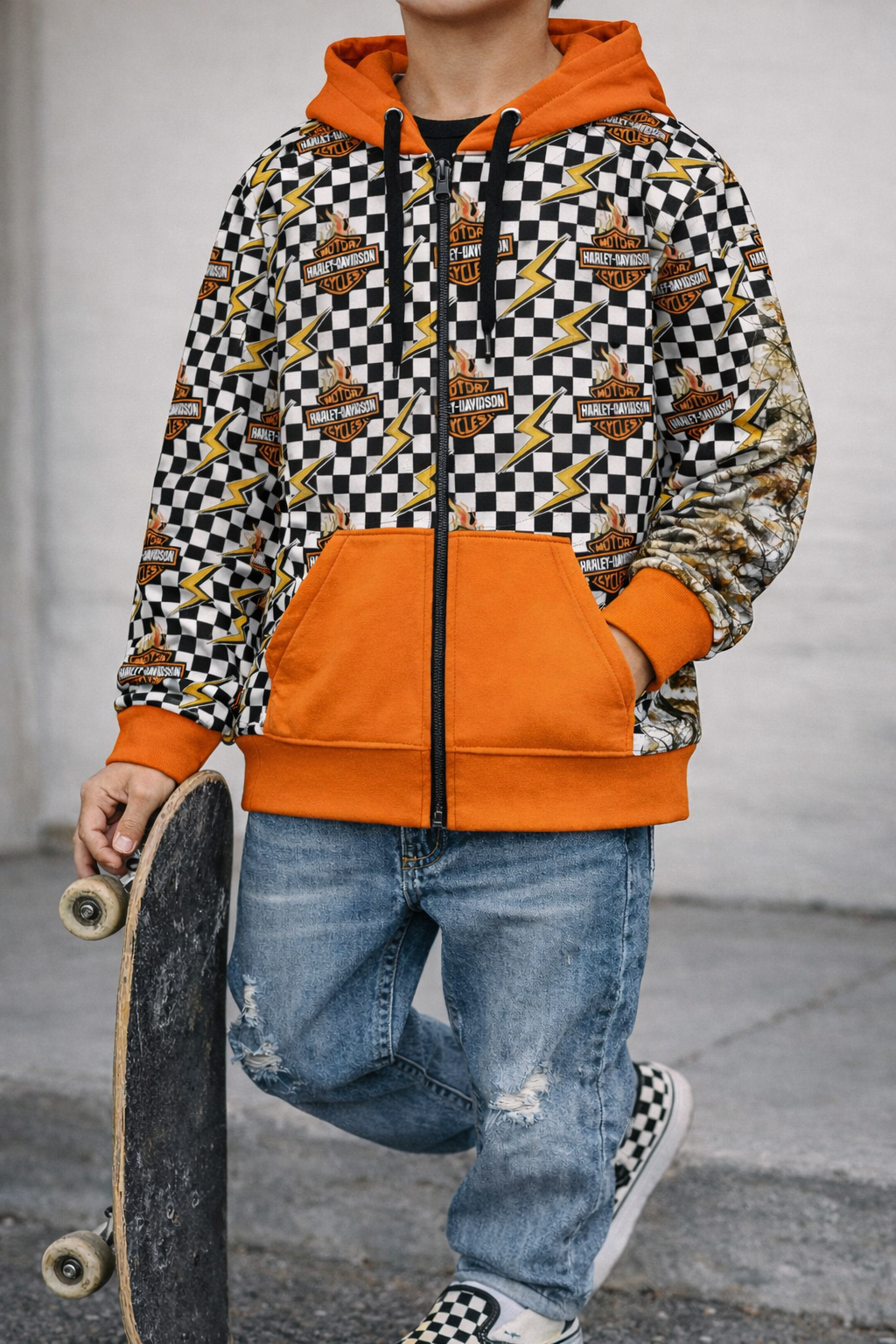 My Daddy Rides A Harley Bamboo French Terry Zip Up Sweatshirt