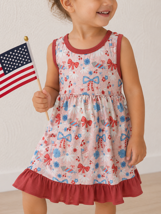 America The BOW-tiful Bamboo Ruffle Tank Dress