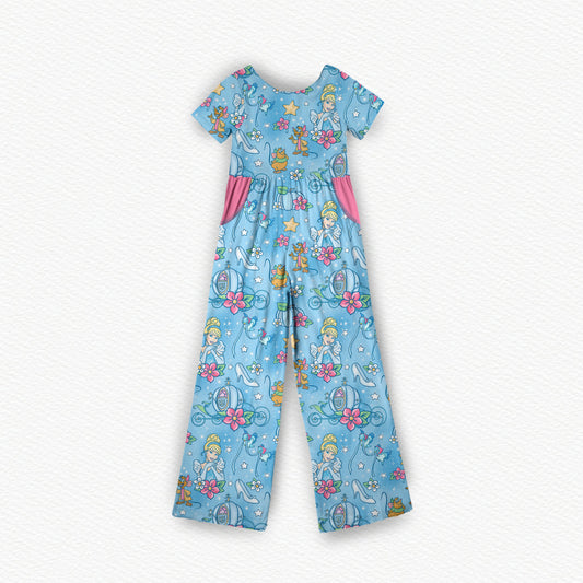 Glass Slipper Watercolor Bamboo Women's Wide Leg Romper