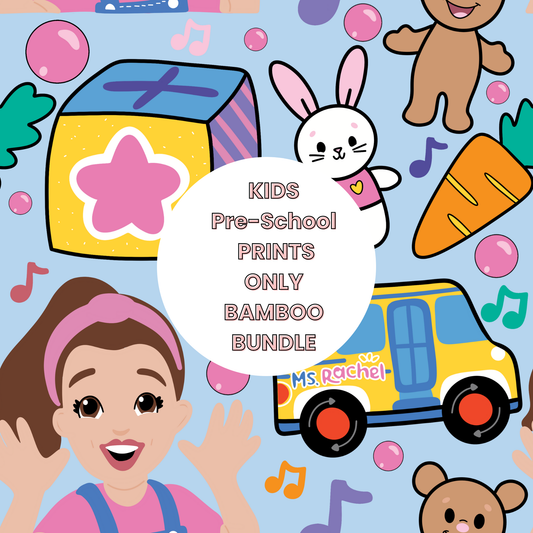 25 Piece Reseller Bamboo Bundles PRE-SCHOOL Prints ONLY  - Children's Items - Pre-School prints could include Blippi, Sesame etc.