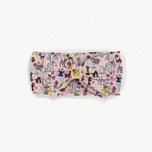 Pink Pups Bamboo Bow Headband