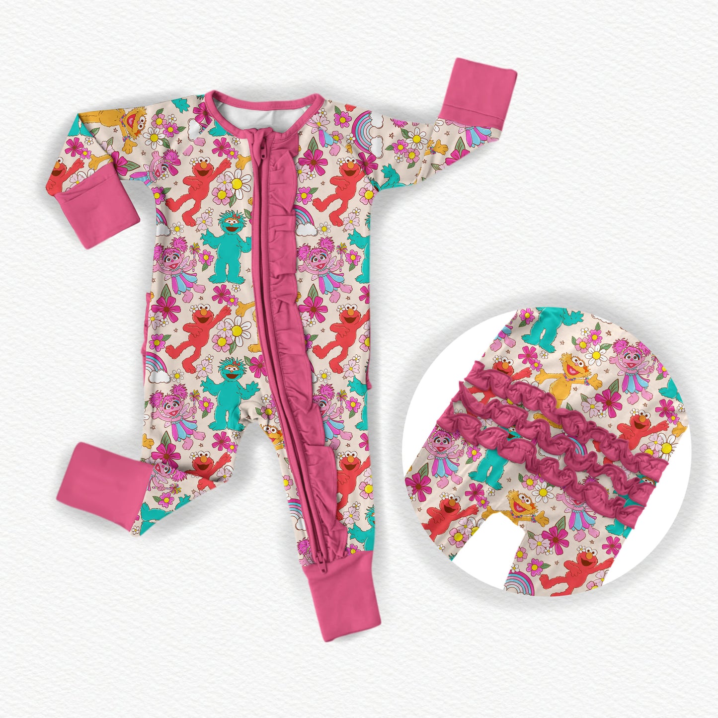 Sunny Florals Bamboo Ruffle Zippy Pajamas