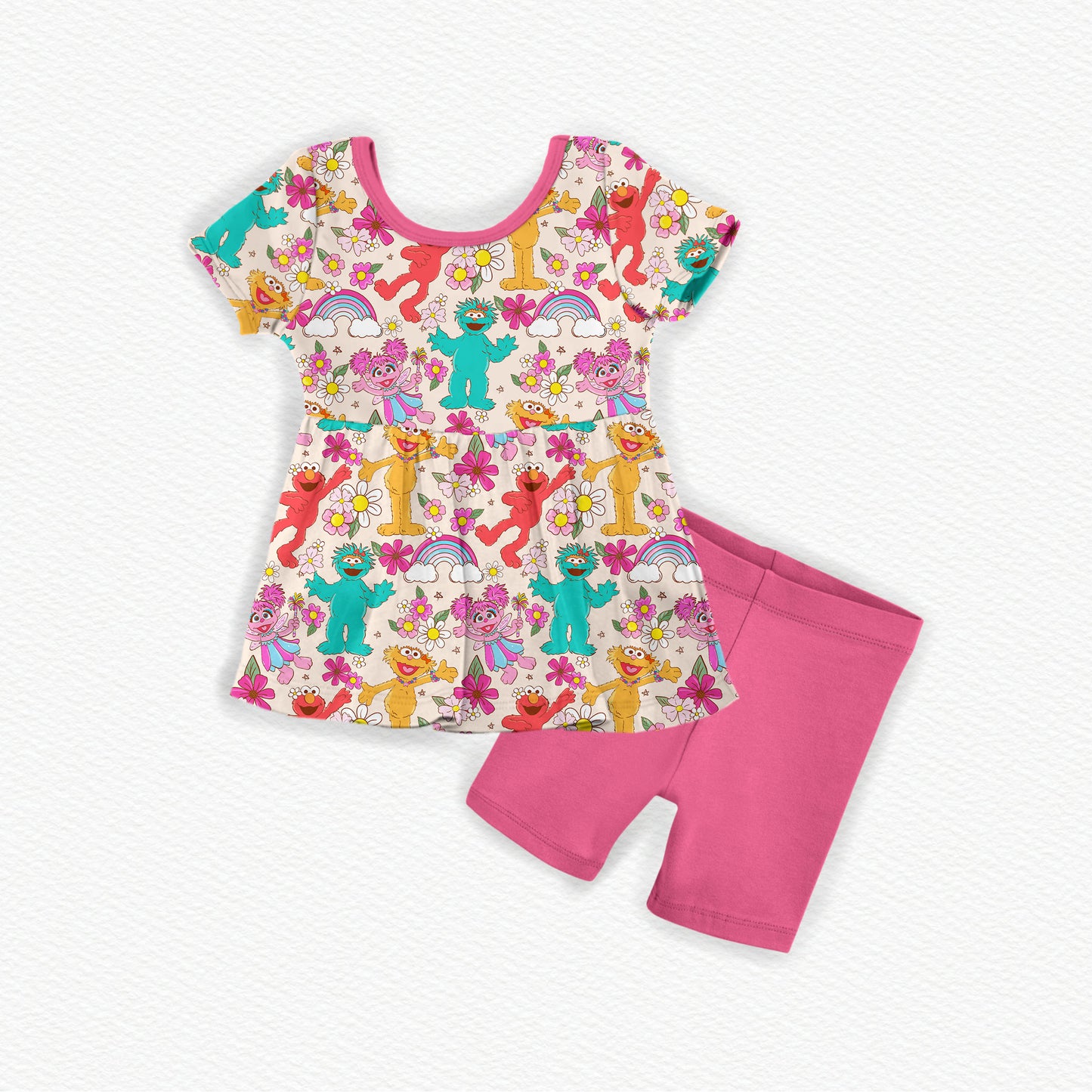 Sunny Florals Bamboo Short Sleeve Peplum & Shorts Set