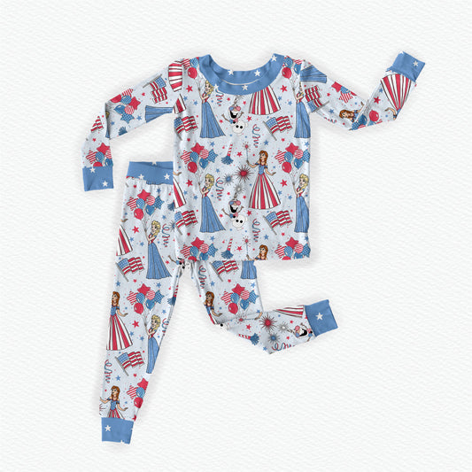 Happy Snowman Bamboo Long Sleeve Two Piece Pajama Set