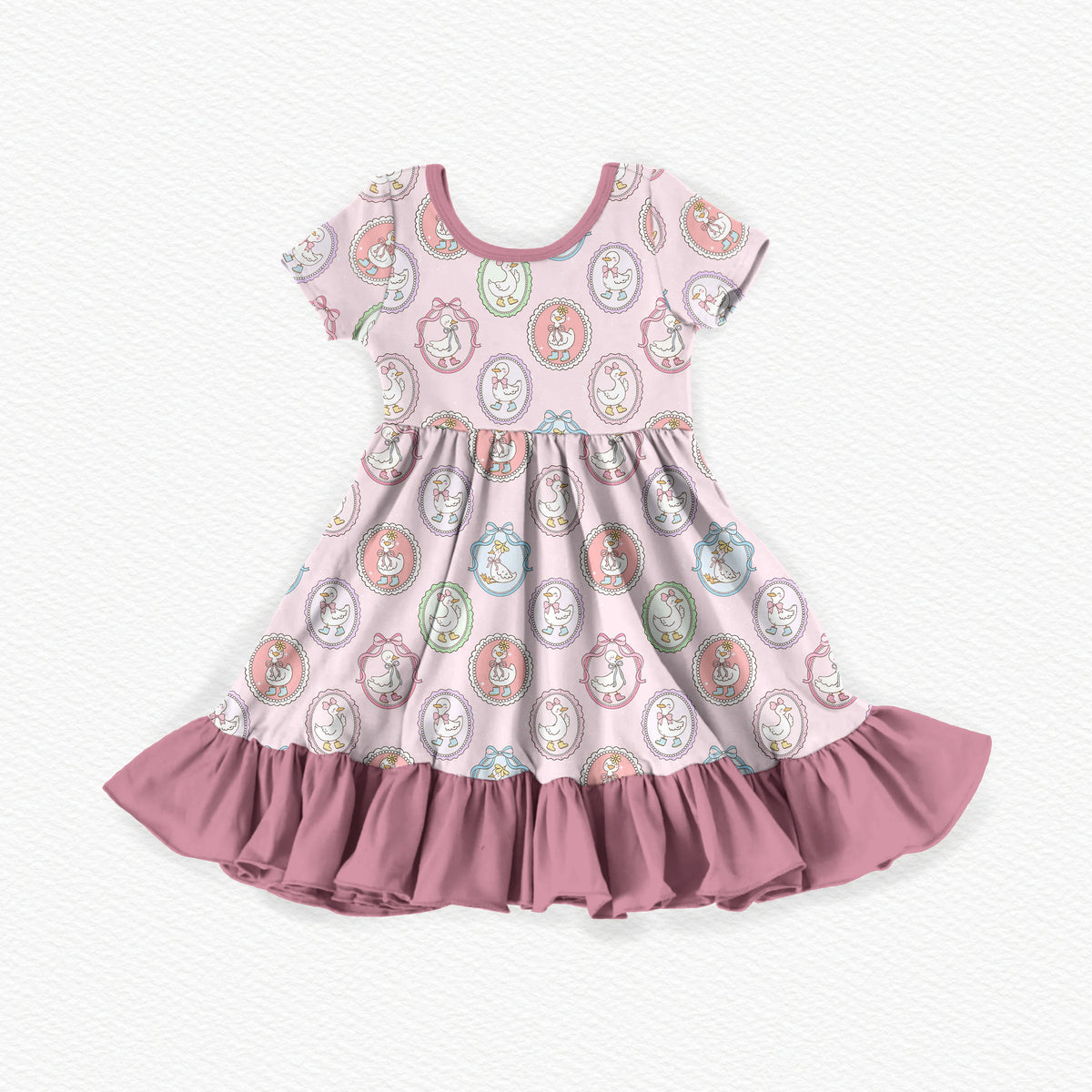 Puddles & Pearls Bamboo Short Sleeve Ruffle Dress