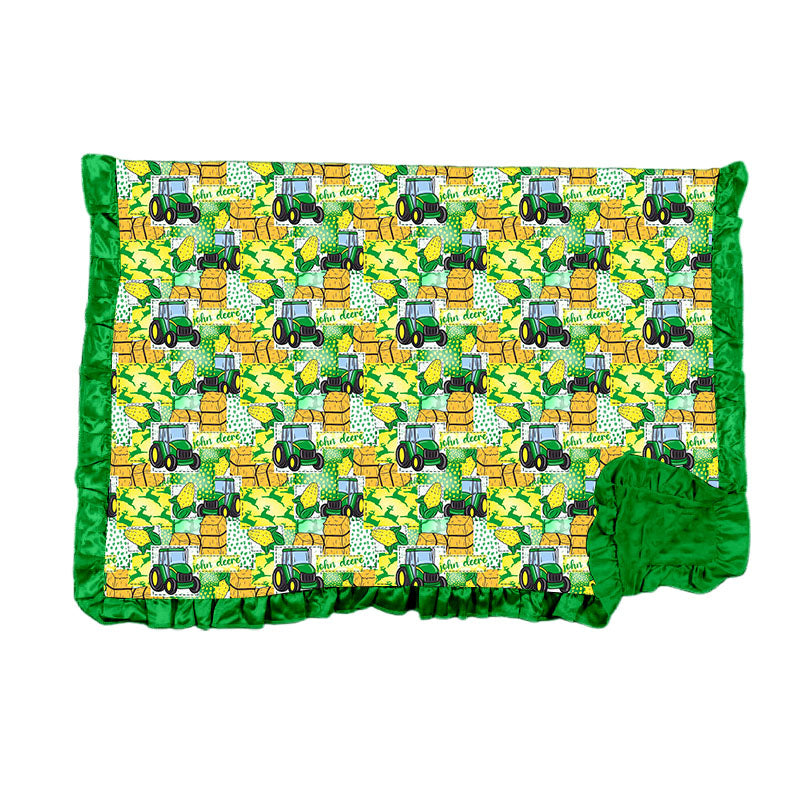 John Deere Bamboo Minky Dot Toddler Blanket With Ruffle