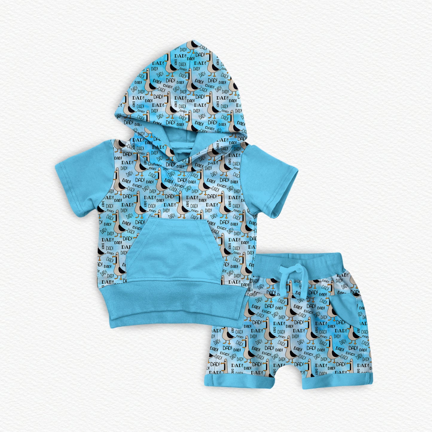 DAD! DAD! DAD! Bamboo Hooded Tee & Jogger Shorts Set