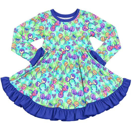 Magical Eerie Ears Bamboo Long Sleeve Ruffle Cuffed Lounge Dress