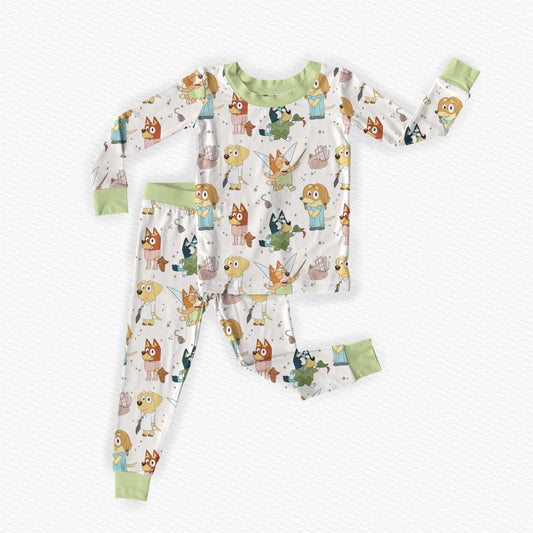 Heelers In Neverland Bamboo Long Sleeve Two Piece Pajama Set