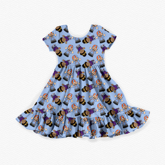 Blippi Tiny People Bamboo Short Sleeve Ruffle Dress
